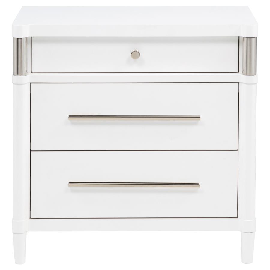 Gracemont - 3 - Drawer Bedroom Nightstand Bedside Table - White Accent Nightstand modern furniture Contempo Furniture