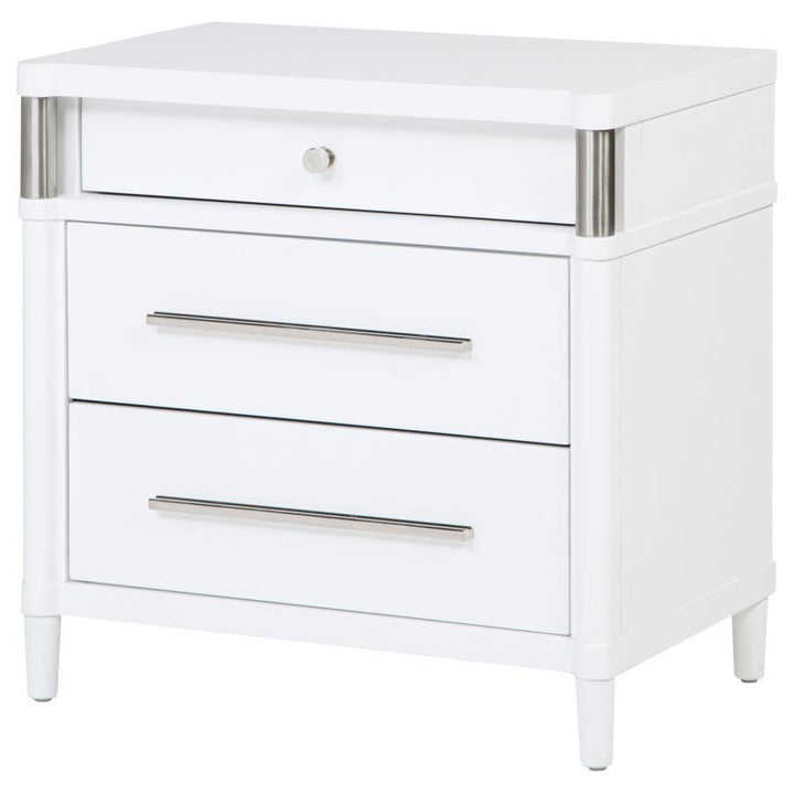 Gracemont - 3 - Drawer Bedroom Nightstand Bedside Table - White Accent Nightstand modern furniture Contempo Furniture