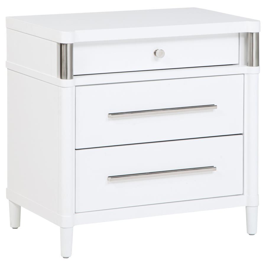 Gracemont - 3 - Drawer Bedroom Nightstand Bedside Table - White Accent Nightstand modern furniture Contempo Furniture