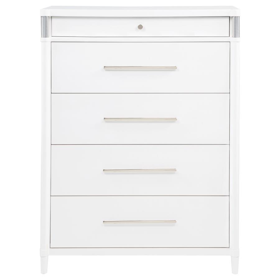 Gracemont - 5 - Drawer Bedroom Chest Of Drawers - White Accent Chest modern furniture Contempo Furniture