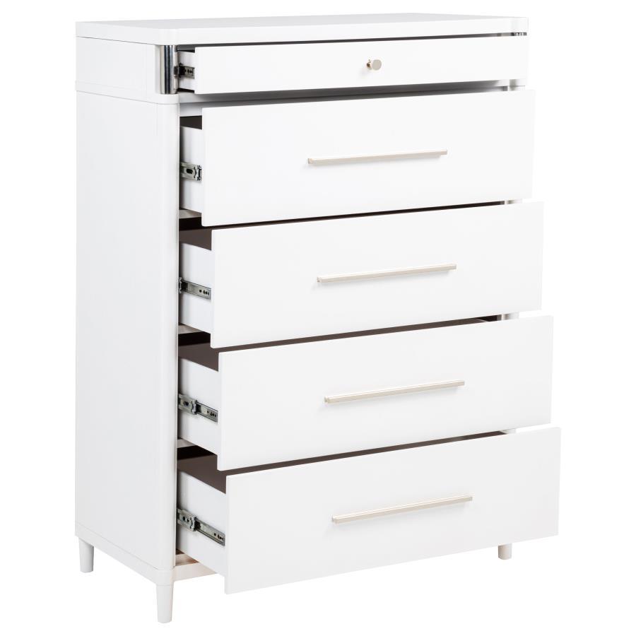 Gracemont - 5 - Drawer Bedroom Chest Of Drawers - White Accent Chest modern furniture Contempo Furniture