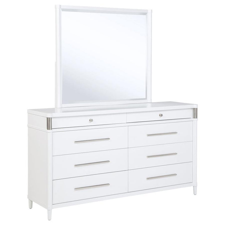 Gracemont - 8 - Drawer Bedroom Dresser With Mirror - White Dresser &amp; Mirror modern furniture Contempo Furniture
