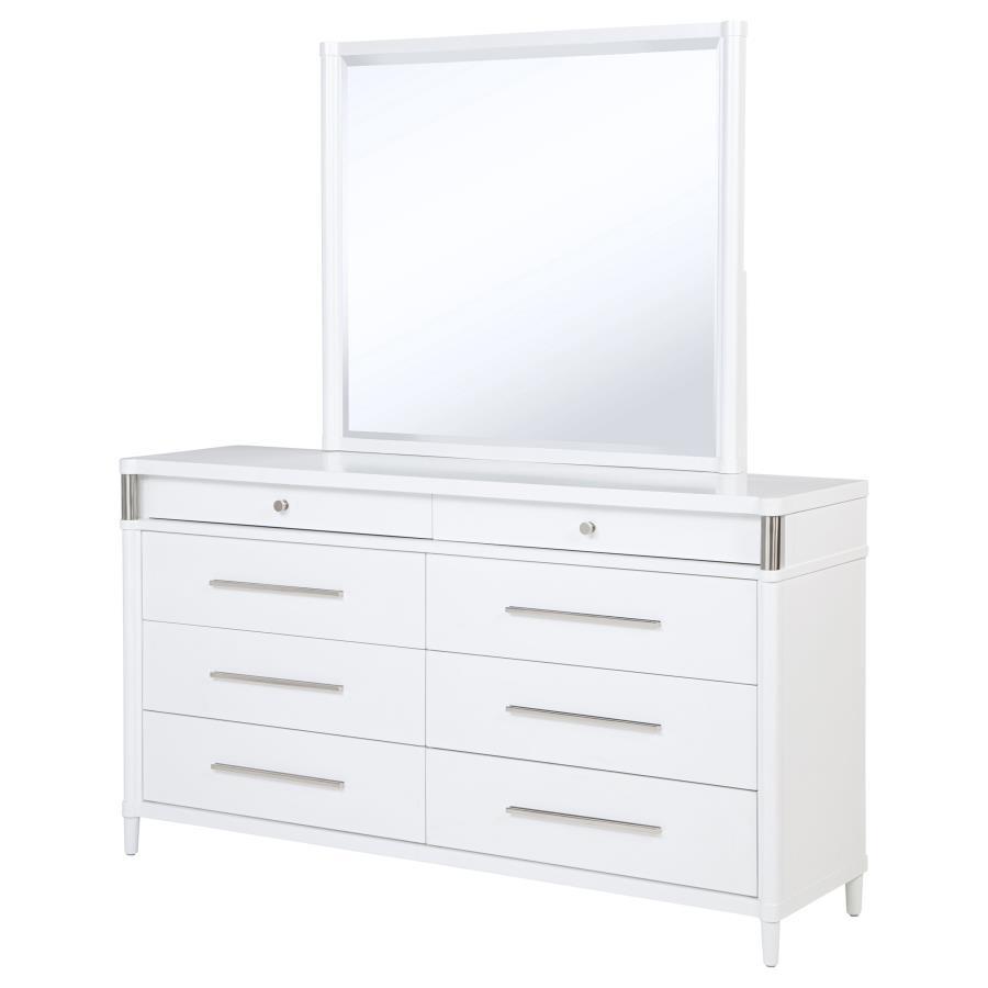 Gracemont - 8 - Drawer Bedroom Dresser With Mirror - White Dresser & Mirror modern furniture Contempo Furniture
