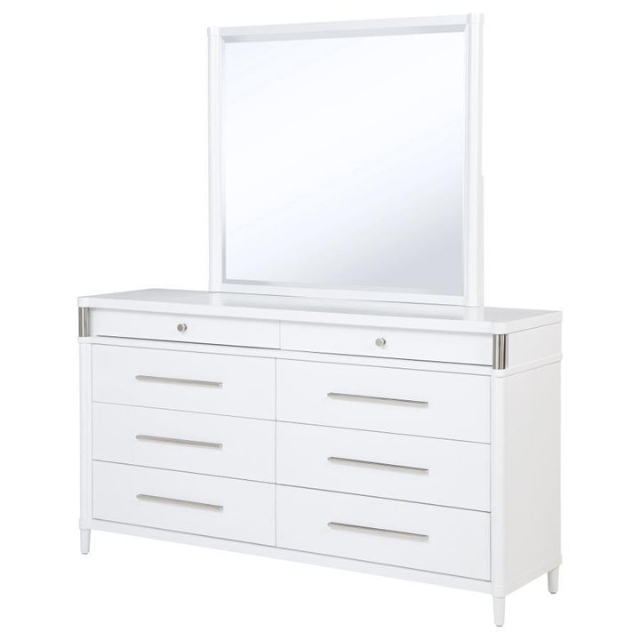 Gracemont - 8 - Drawer Bedroom Dresser With Mirror - White Dresser &amp; Mirror modern furniture Contempo Furniture