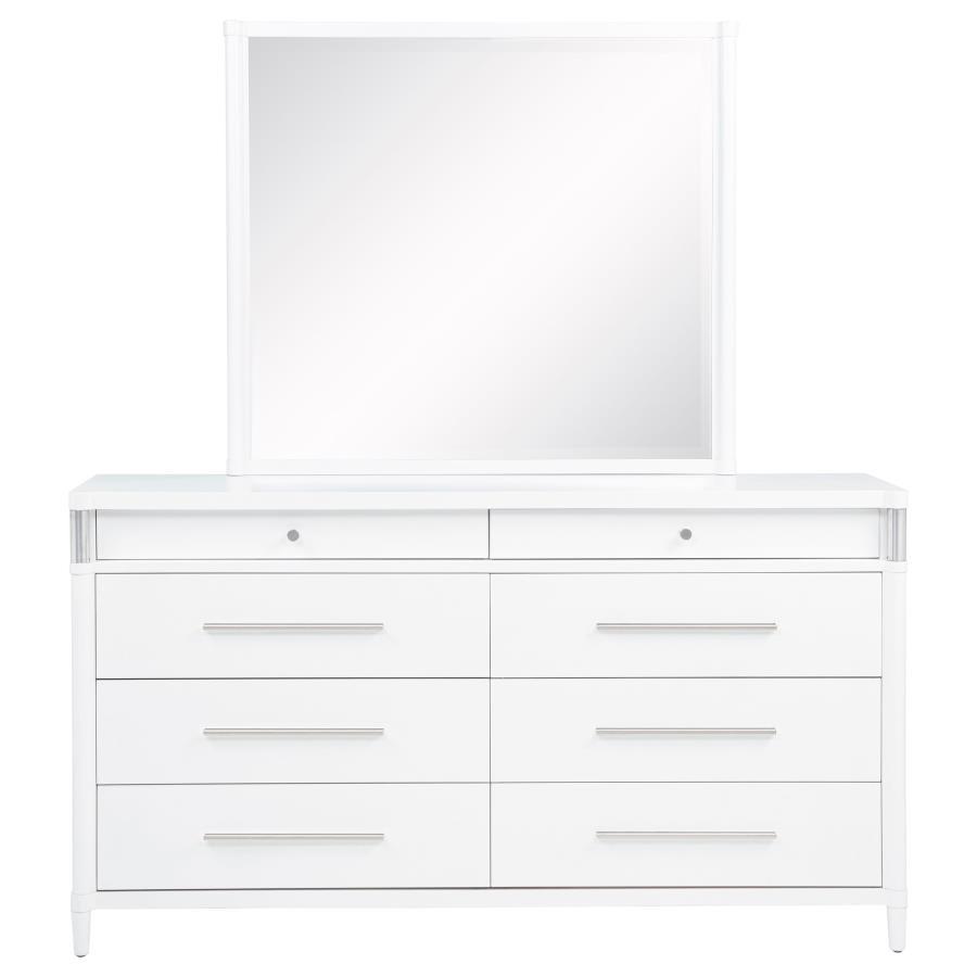 Gracemont - 8 - Drawer Bedroom Dresser With Mirror - White Dresser & Mirror modern furniture Contempo Furniture