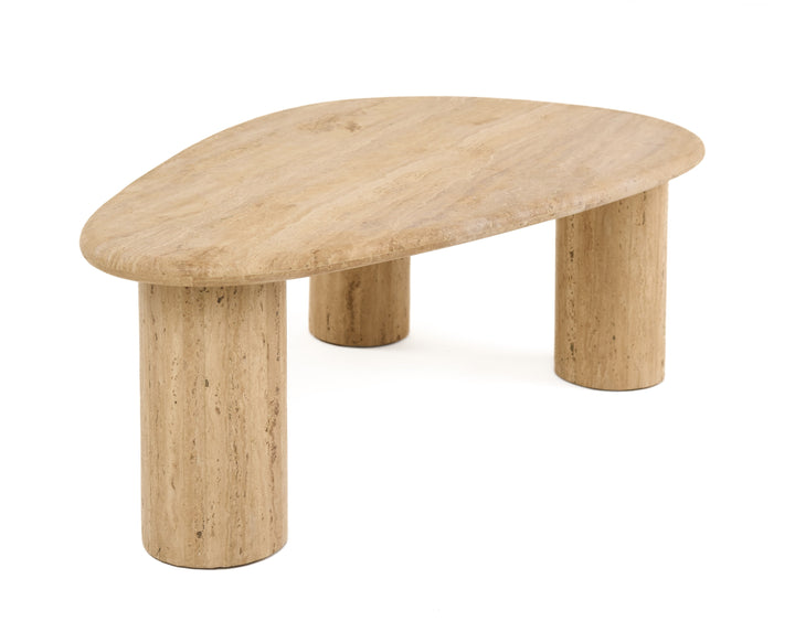 Gracemont - Modern Travertine Marble Freeform Coffee Table