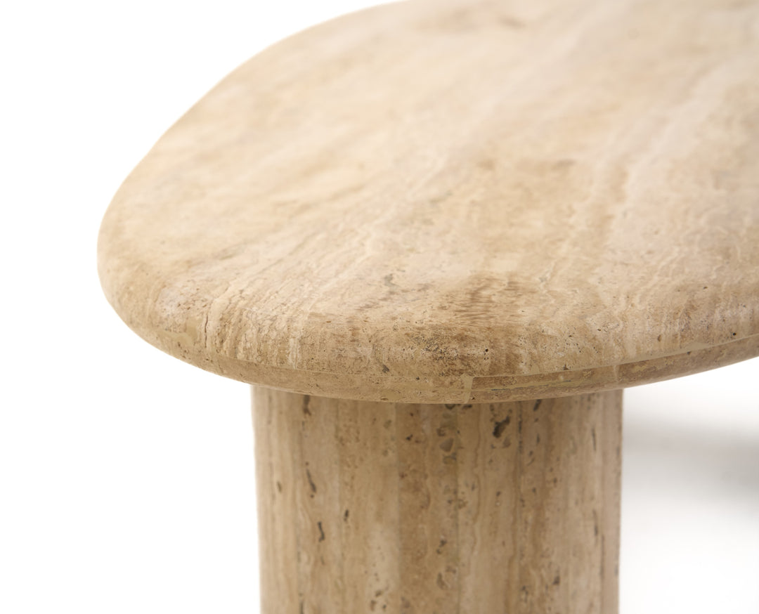 Gracemont - Modern Travertine Marble Freeform Coffee Table