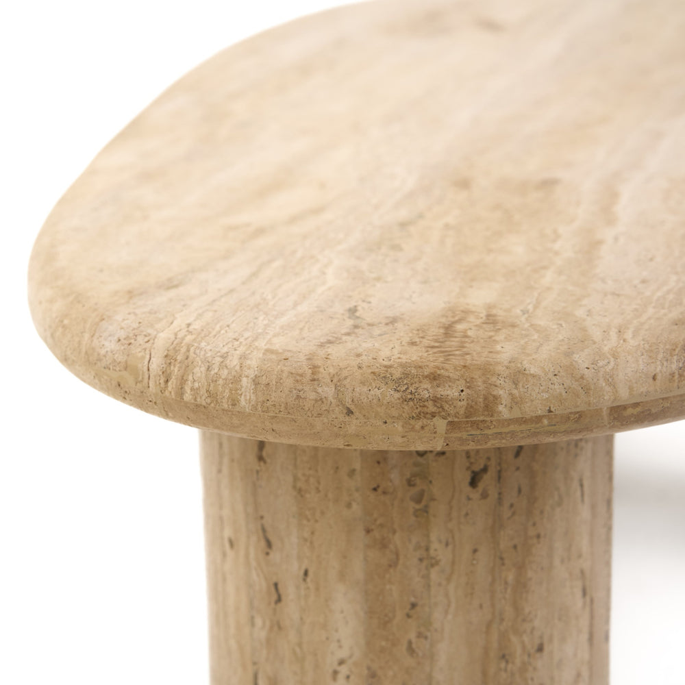 Gracemont - Modern Travertine Marble Freeform Coffee Table - View 4