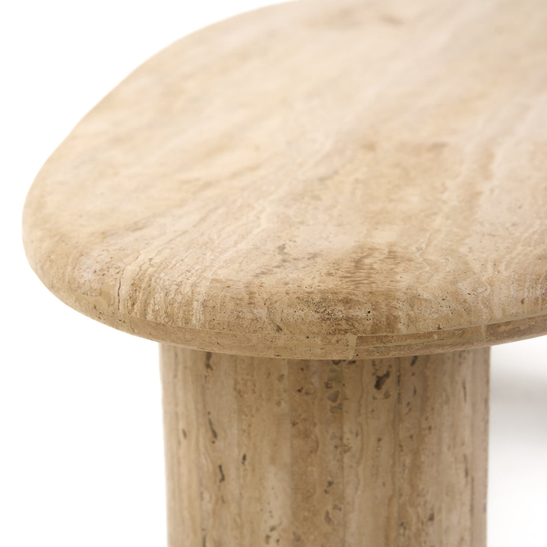 Gracemont - Modern Travertine Marble Freeform Coffee Table