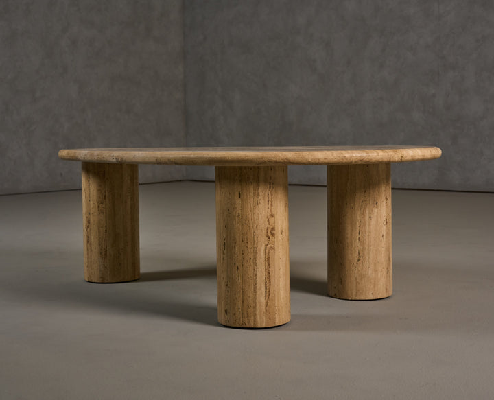 Gracemont - Modern Travertine Marble Freeform Coffee Table