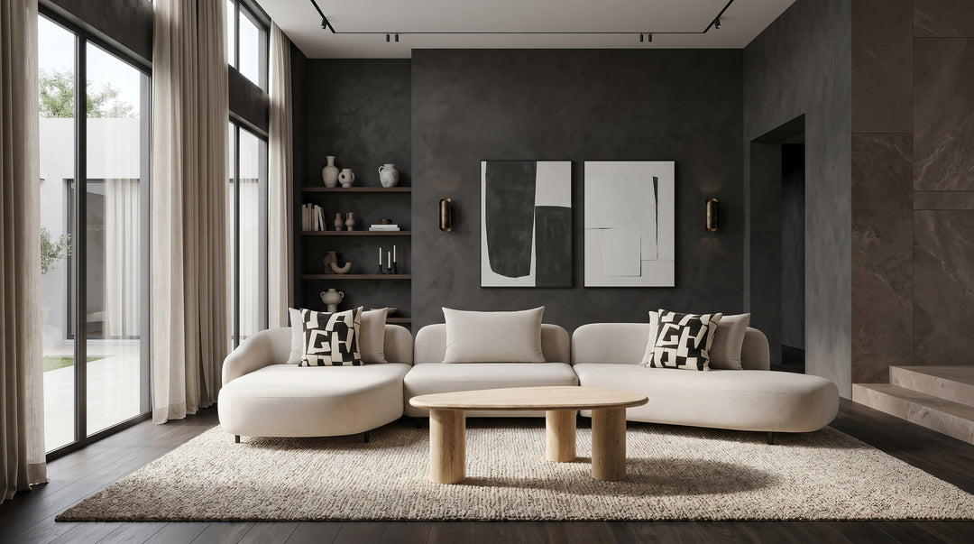 Gracemont - Modern Travertine Marble Freeform Coffee Table
