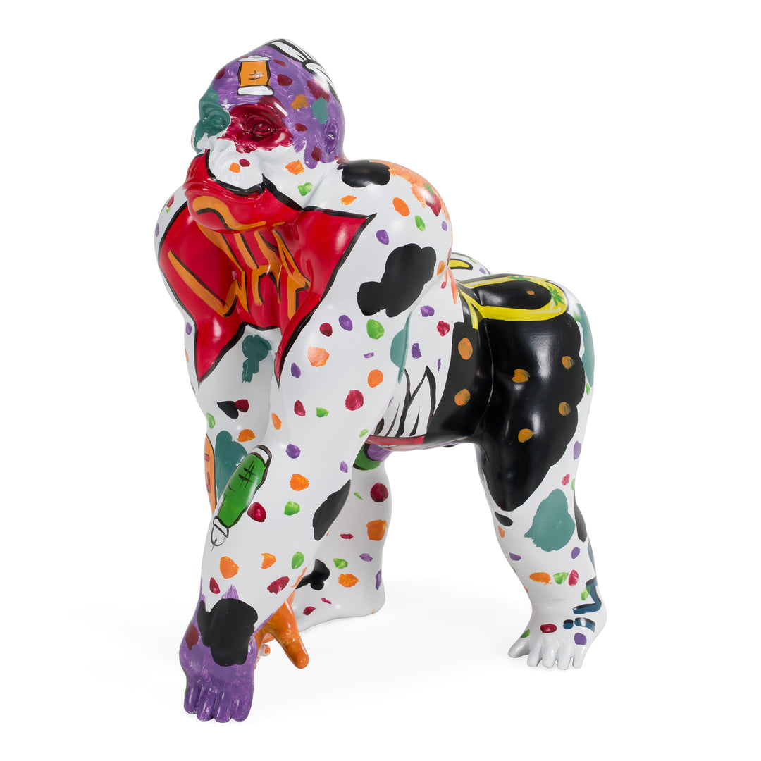 Graffiti Gorilla - White + Multi-Color Sculpture