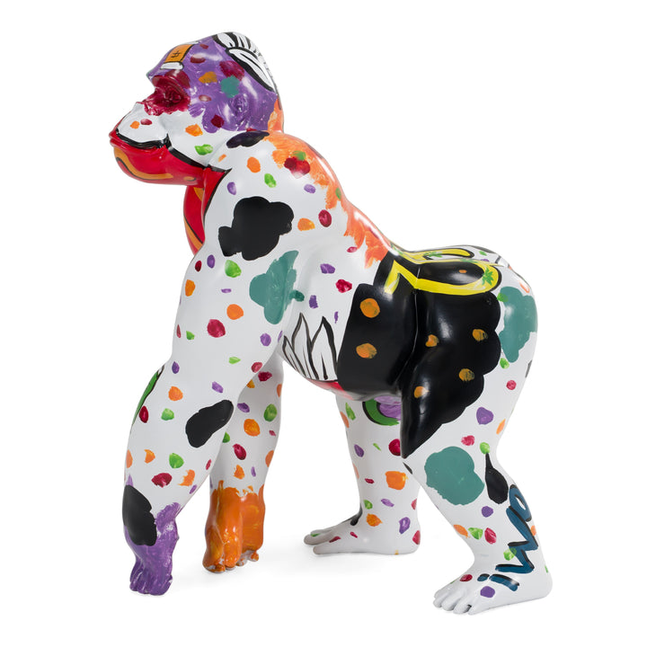 Graffiti Gorilla - White + Multi-Color Sculpture