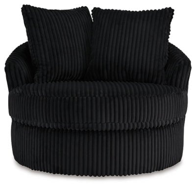 Gramwell Swivel Accent Chair - Black Swivel Chair modern furniture Contempo Furniture