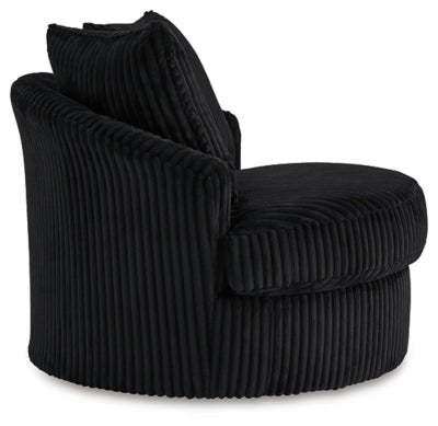 Gramwell Swivel Accent Chair - Black Swivel Chair modern furniture Contempo Furniture
