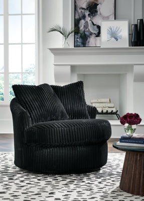 Gramwell Swivel Accent Chair - Black Swivel Chair modern furniture Contempo Furniture