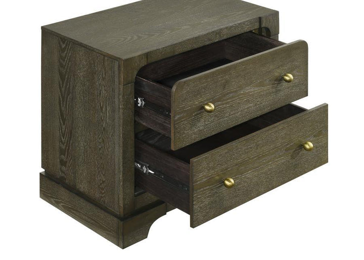 Gran Park - 2 - Drawer Nightstand Bedside Table - Dark Cocoa Nightstand w/ Charging Station modern furniture Contempo Furniture