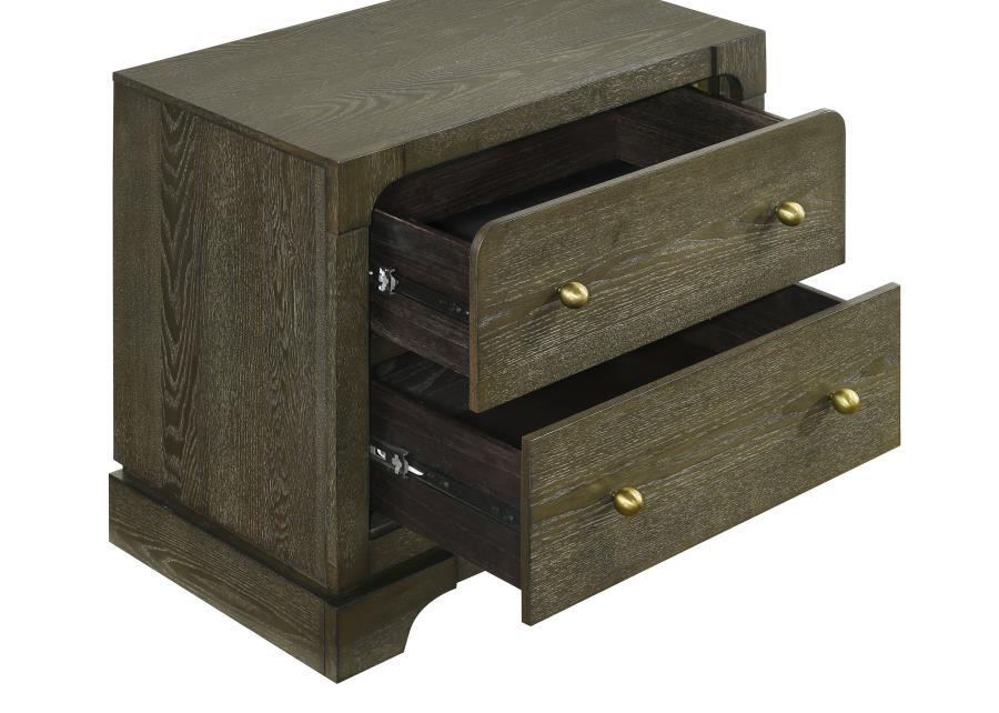 Gran Park - 2 - Drawer Nightstand Bedside Table - Dark Cocoa Nightstand w/ Charging Station modern furniture Contempo Furniture