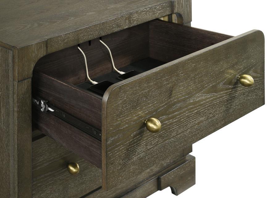 Gran Park - 2 - Drawer Nightstand Bedside Table - Dark Cocoa Nightstand w/ Charging Station modern furniture Contempo Furniture