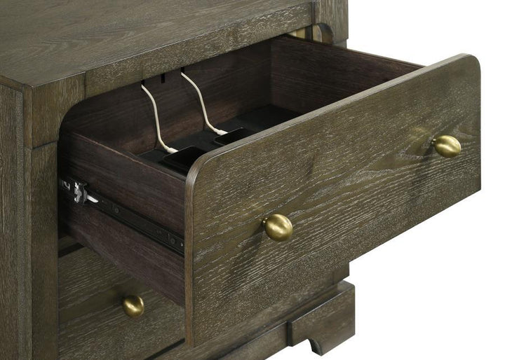 Gran Park - 2 - Drawer Nightstand Bedside Table - Dark Cocoa Nightstand w/ Charging Station modern furniture Contempo Furniture