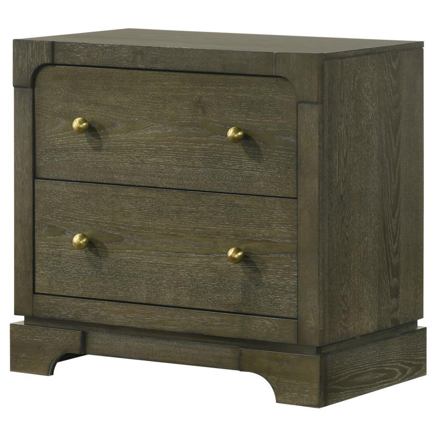 Gran Park - 2 - Drawer Nightstand Bedside Table - Dark Cocoa Nightstand w/ Charging Station modern furniture Contempo Furniture