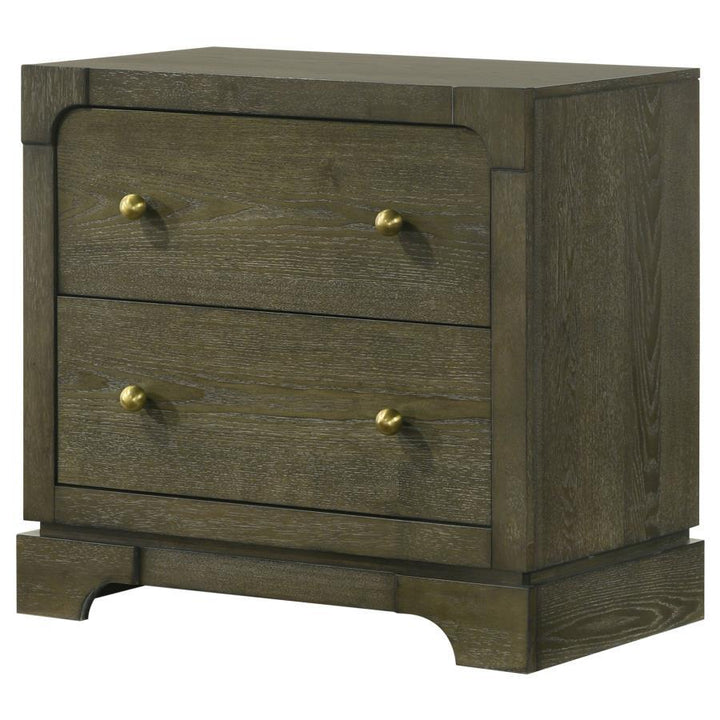 Gran Park - 2 - Drawer Nightstand Bedside Table - Dark Cocoa Nightstand w/ Charging Station modern furniture Contempo Furniture