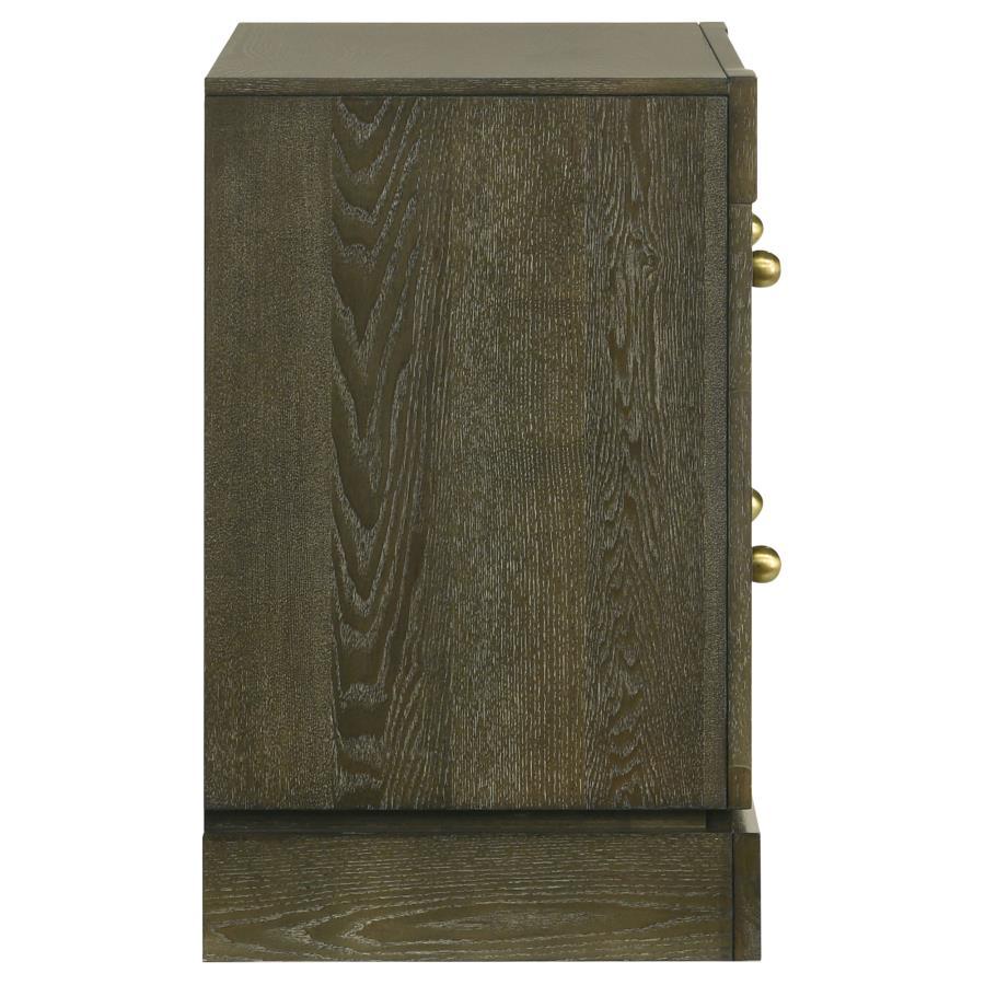 Gran Park - 2 - Drawer Nightstand Bedside Table - Dark Cocoa Nightstand w/ Charging Station modern furniture Contempo Furniture