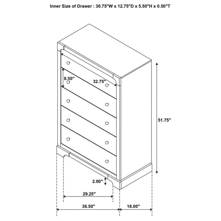 Gran Park - 5 - Drawer Bedroom Chest Of Drawers - Dark Cocoa Accent Chest modern furniture Contempo Furniture