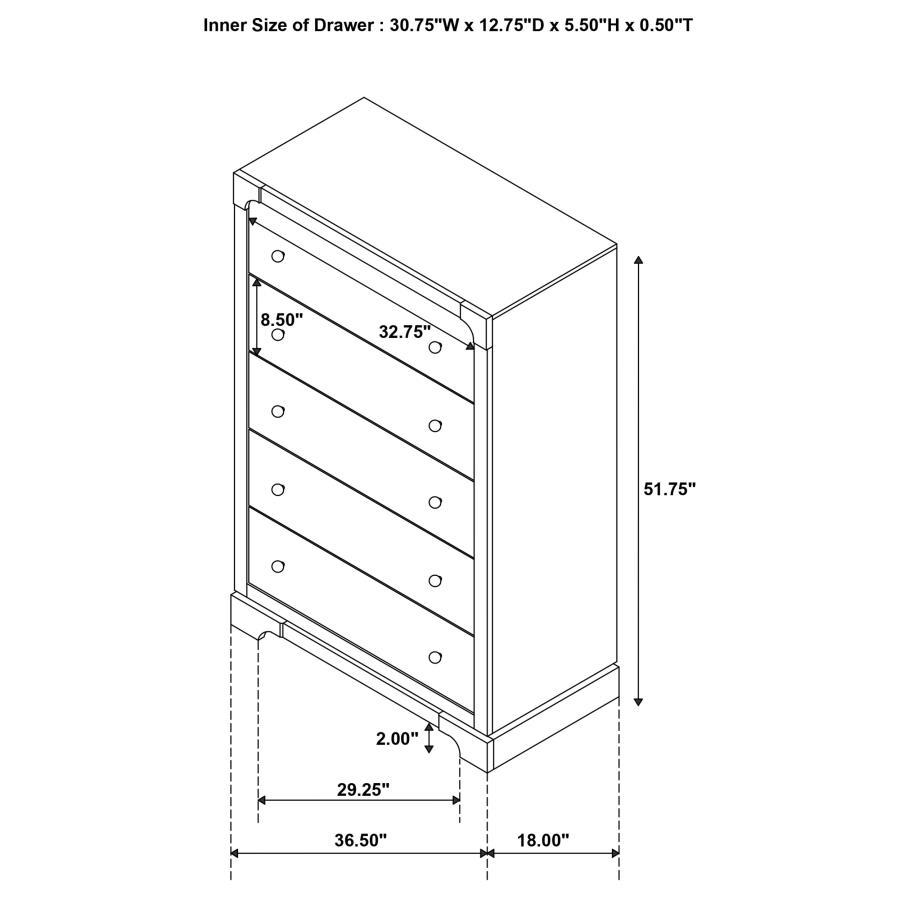 Gran Park - 5 - Drawer Bedroom Chest Of Drawers - Dark Cocoa Accent Chest modern furniture Contempo Furniture