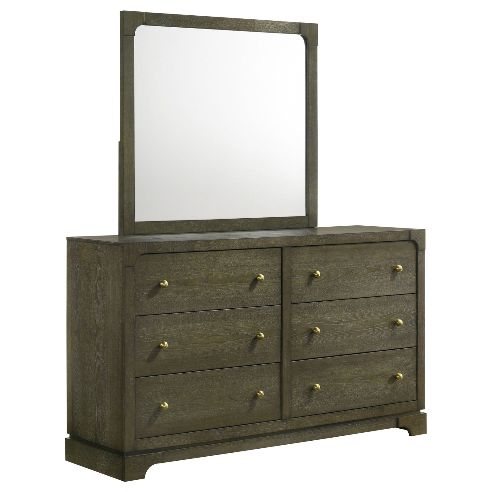 Gran Park - 6 - Drawer Dresser And Mirror - Dark Cocoa Dresser & Mirror modern furniture Contempo Furniture