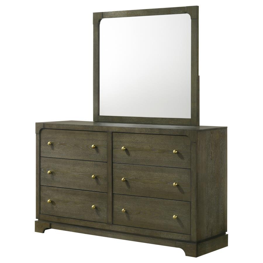 Gran Park - 6 - Drawer Dresser And Mirror - Dark Cocoa Dresser & Mirror modern furniture Contempo Furniture
