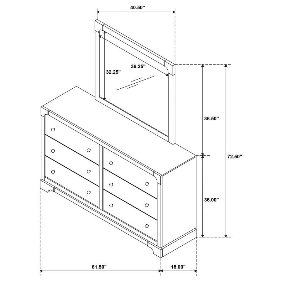 Gran Park - 6 - Drawer Dresser And Mirror - Dark Cocoa Dresser & Mirror modern furniture Contempo Furniture