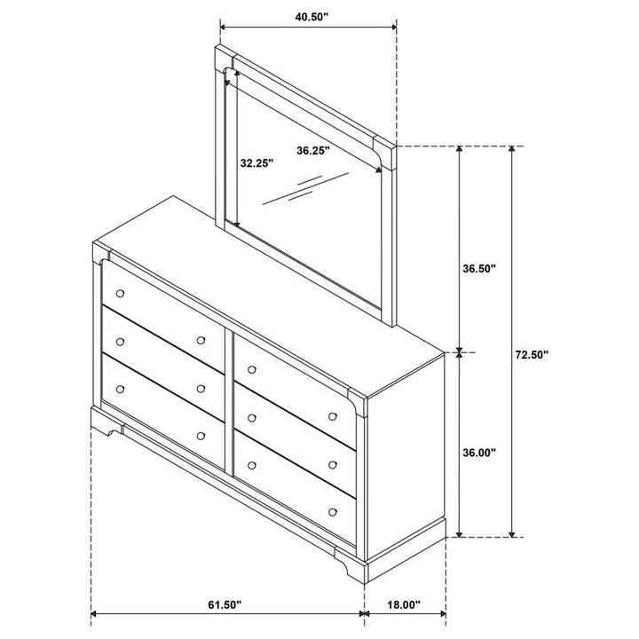 Gran Park - 6 - Drawer Dresser And Mirror - Dark Cocoa Dresser &amp; Mirror modern furniture Contempo Furniture