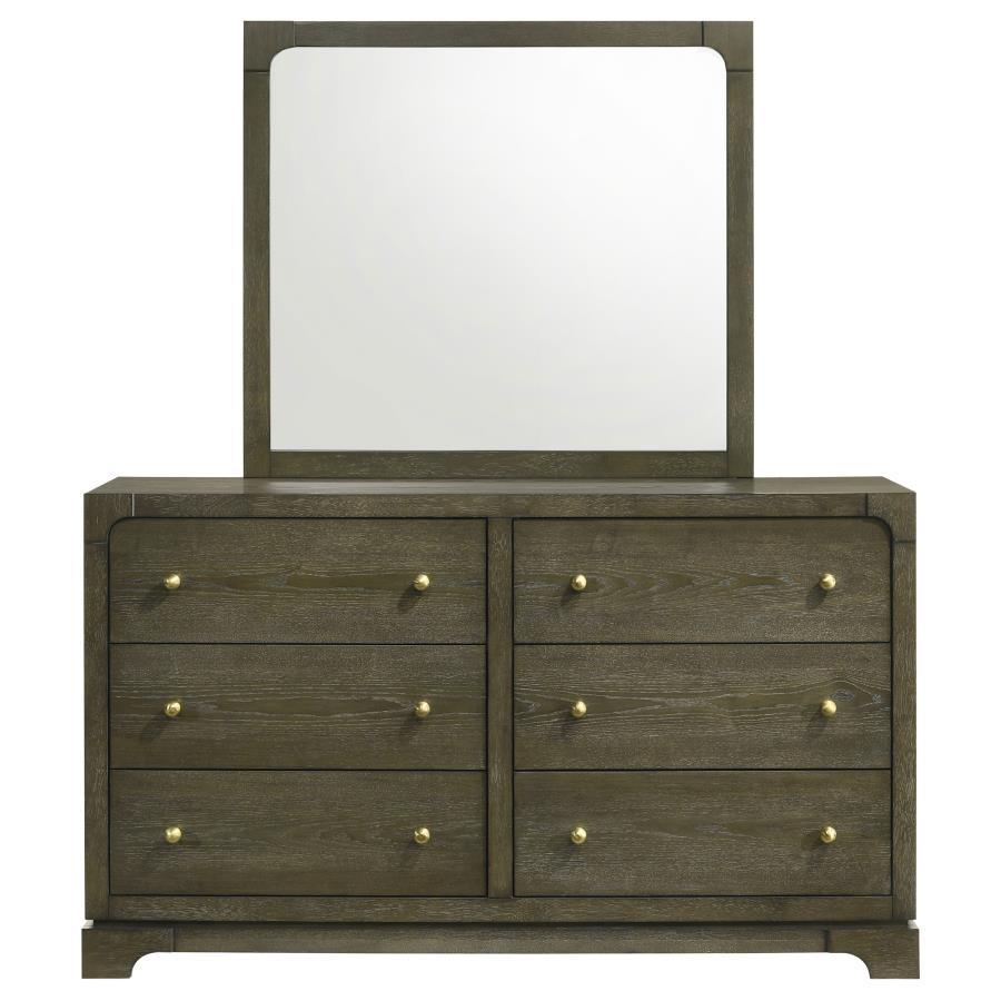 Gran Park - 6 - Drawer Dresser And Mirror - Dark Cocoa Dresser & Mirror modern furniture Contempo Furniture
