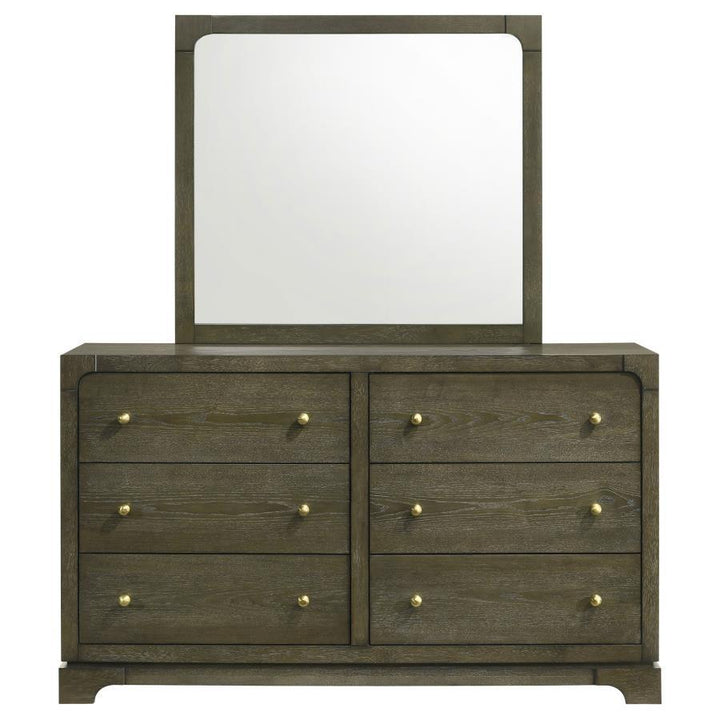 Gran Park - 6 - Drawer Dresser And Mirror - Dark Cocoa Dresser &amp; Mirror modern furniture Contempo Furniture