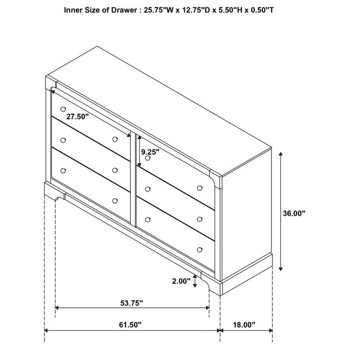 Gran Park - 6 - Drawer Dresser Cabinet - Dark Cocoa Dressers modern furniture Contempo Furniture