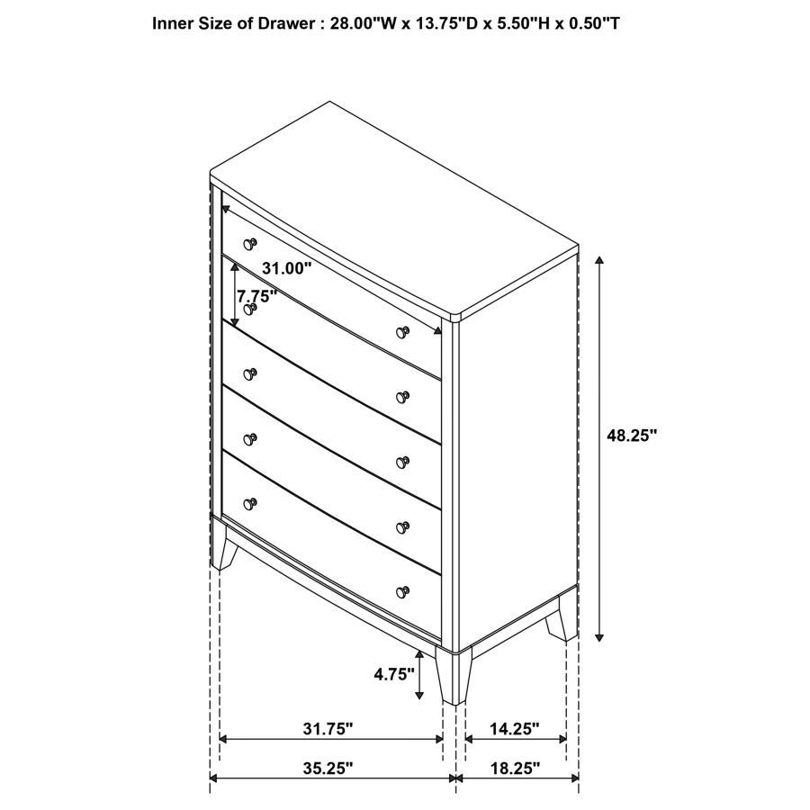 Granada - 5 - Drawer Bedroom Chest Of Drawers - Natural Pine Accent Chest modern furniture Contempo Furniture