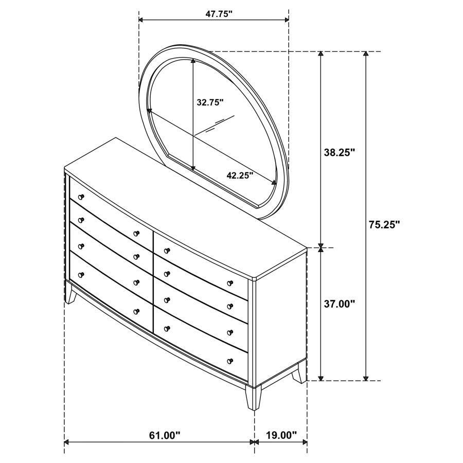 Granada - 8 - Drawer Dresser And Mirror - Natural Pine Dresser & Mirror modern furniture Contempo Furniture