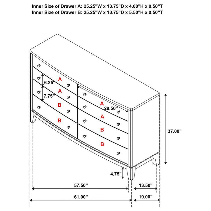 Granada - 8 - Drawer Dresser Cabinet - Natural Pine Dressers modern furniture Contempo Furniture