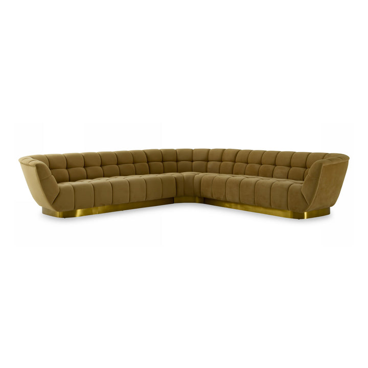 Granby - Glam Mustard + Gold Fabric Sectional Sofa