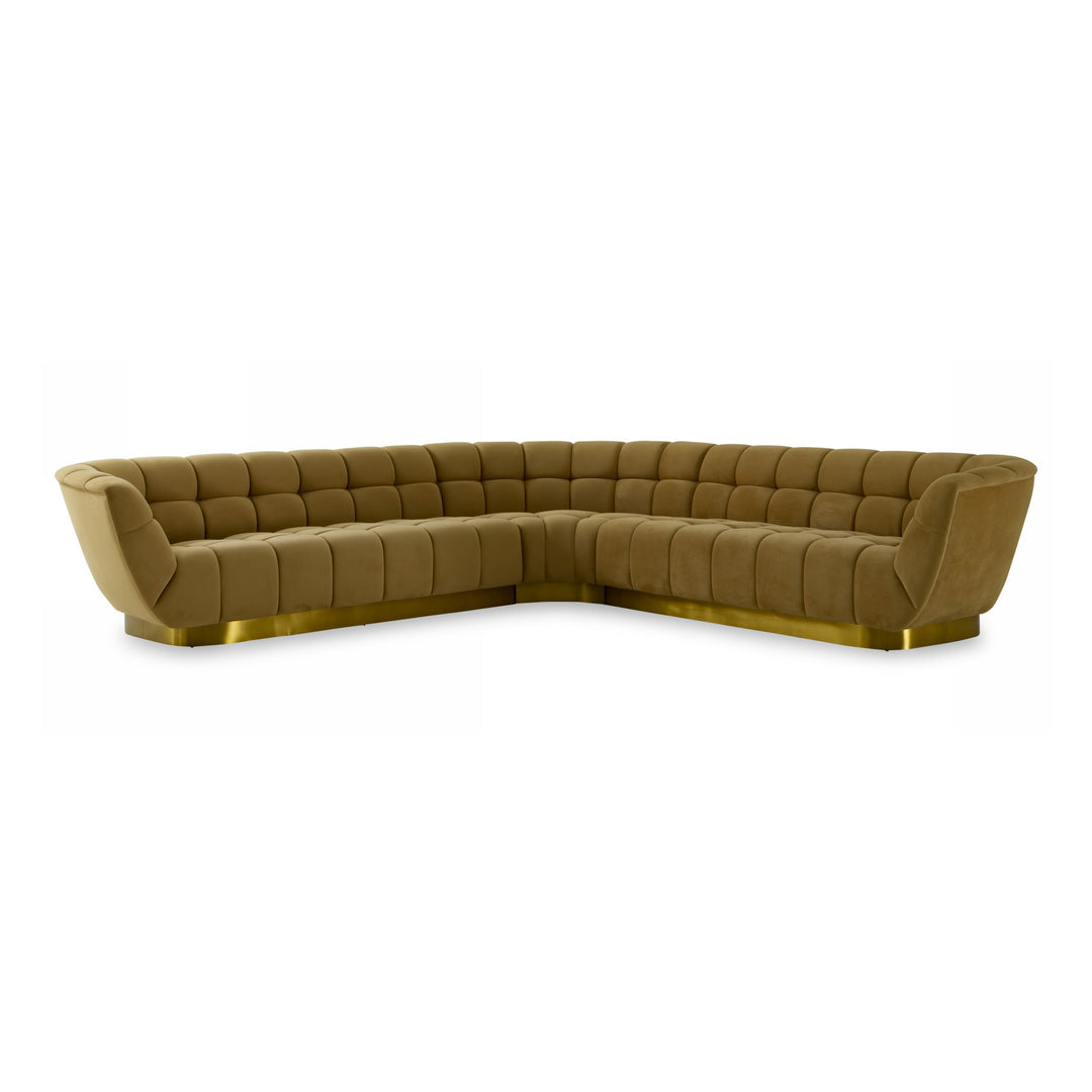 Granby - Glam Mustard + Gold Fabric Sectional Sofa