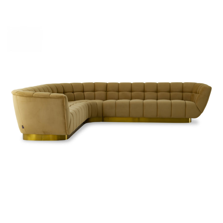 Granby - Glam Mustard + Gold Fabric Sectional Sofa