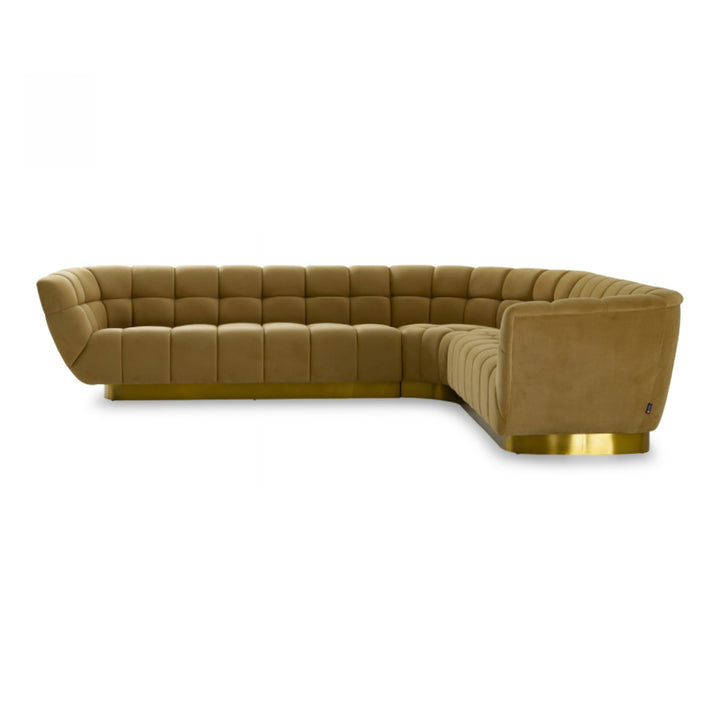 Granby - Glam Mustard + Gold Fabric Sectional Sofa