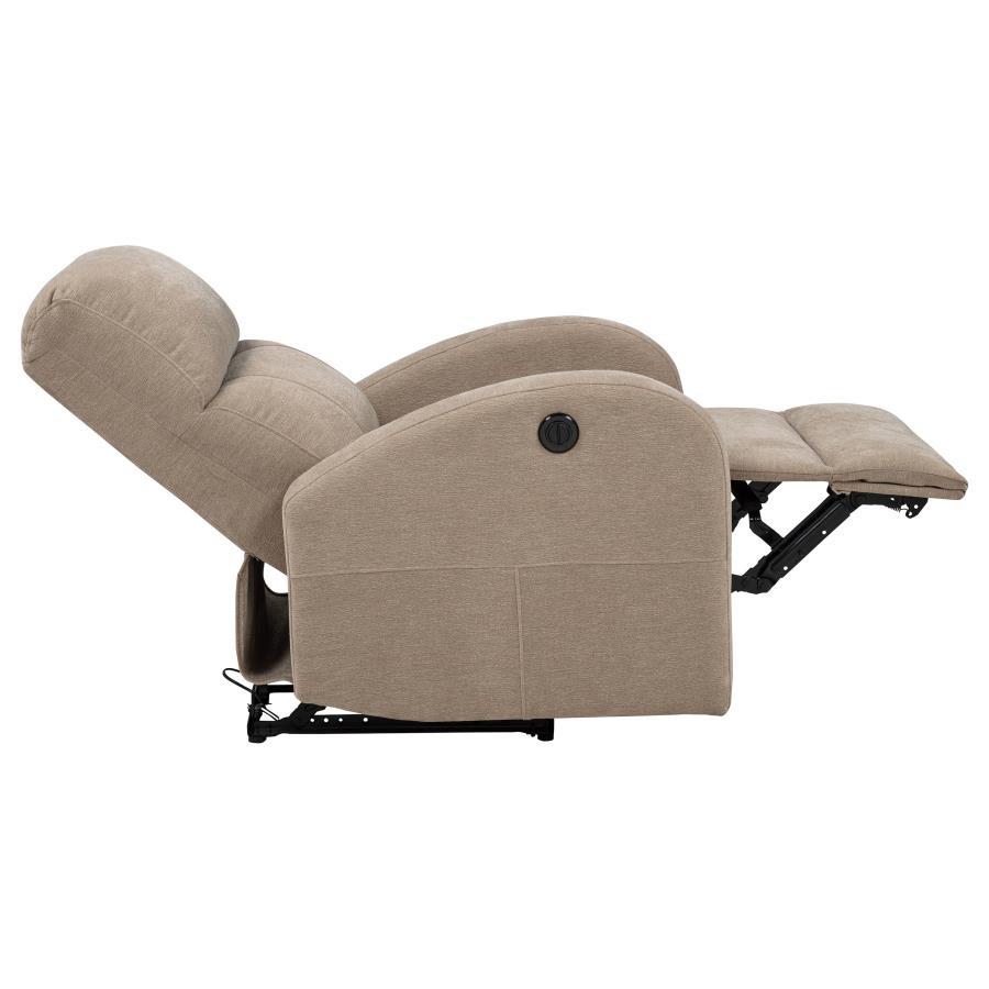 Grant - Fabric Upholstered Power Recliner Chair - Camel Reclining Chair modern furniture Contempo Furniture