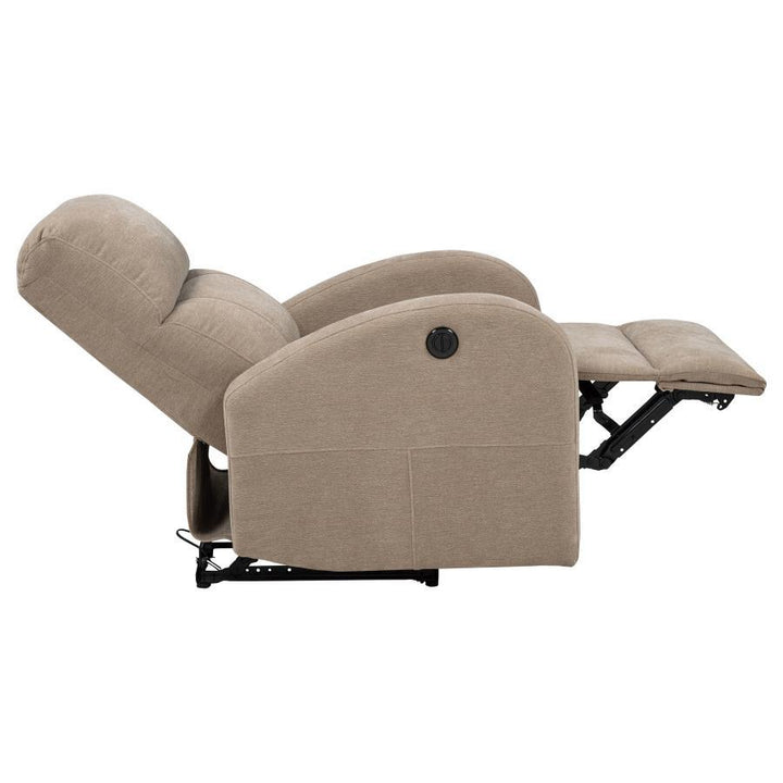 Grant - Fabric Upholstered Power Recliner Chair - Camel Reclining Chair modern furniture Contempo Furniture