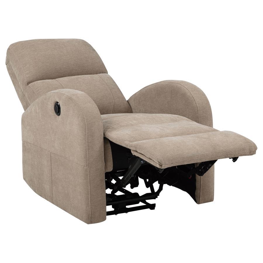 Grant - Fabric Upholstered Power Recliner Chair - Camel Reclining Chair modern furniture Contempo Furniture