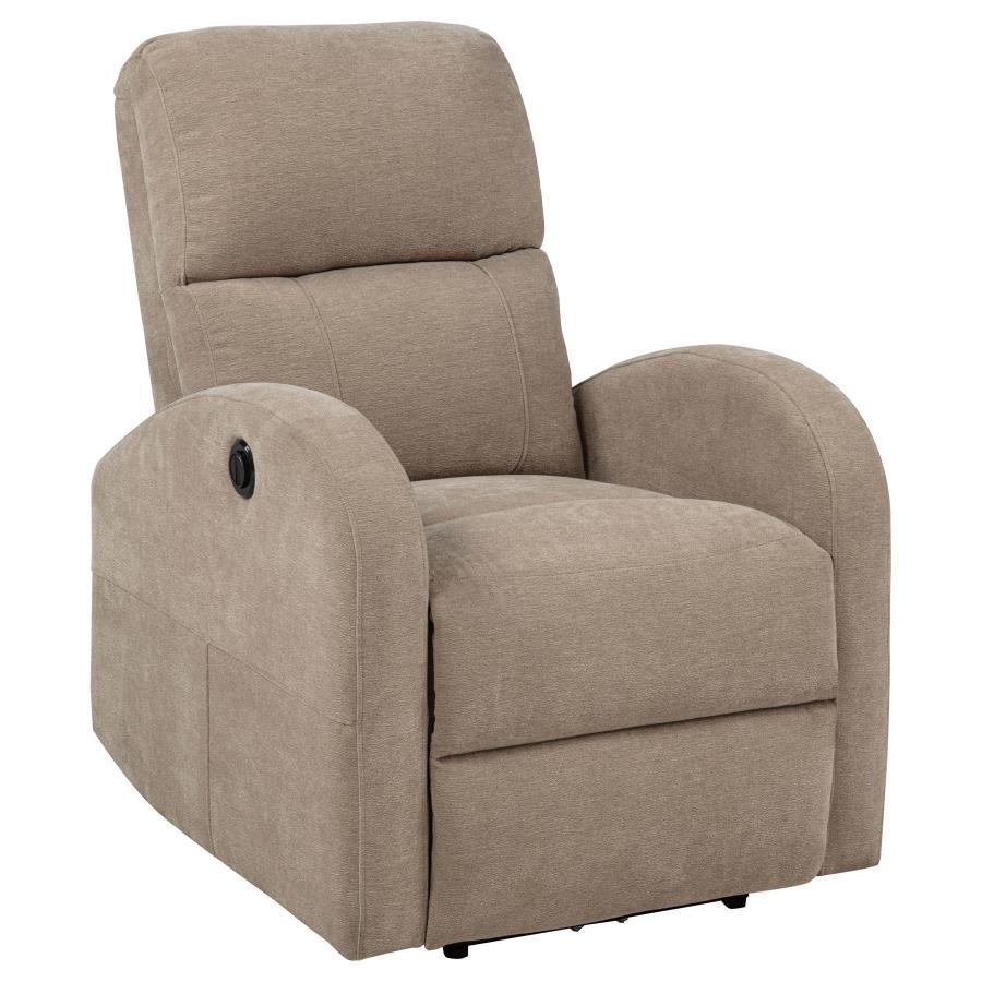 Grant - Fabric Upholstered Power Recliner Chair - Camel Reclining Chair modern furniture Contempo Furniture