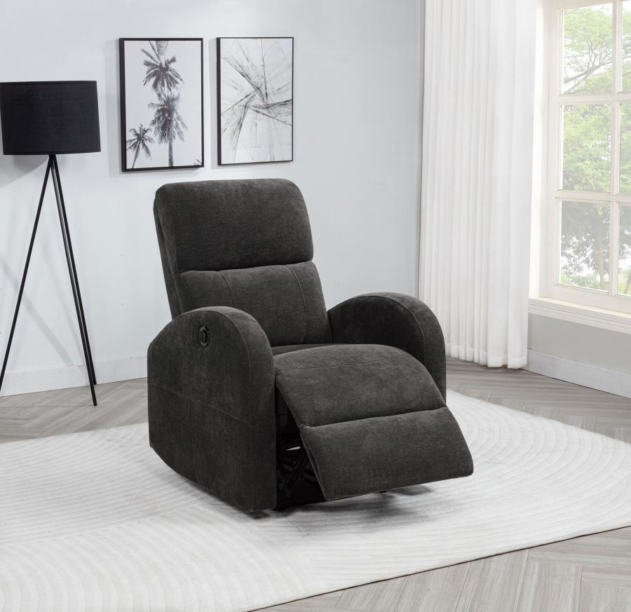 Grant - Fabric Upholstered Power Recliner Chair - Charcoal Gray Reclining Chair modern furniture Contempo Furniture