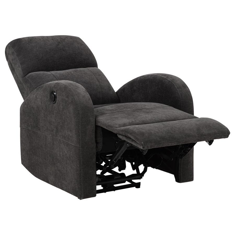 Grant - Fabric Upholstered Power Recliner Chair - Charcoal Gray Reclining Chair modern furniture Contempo Furniture