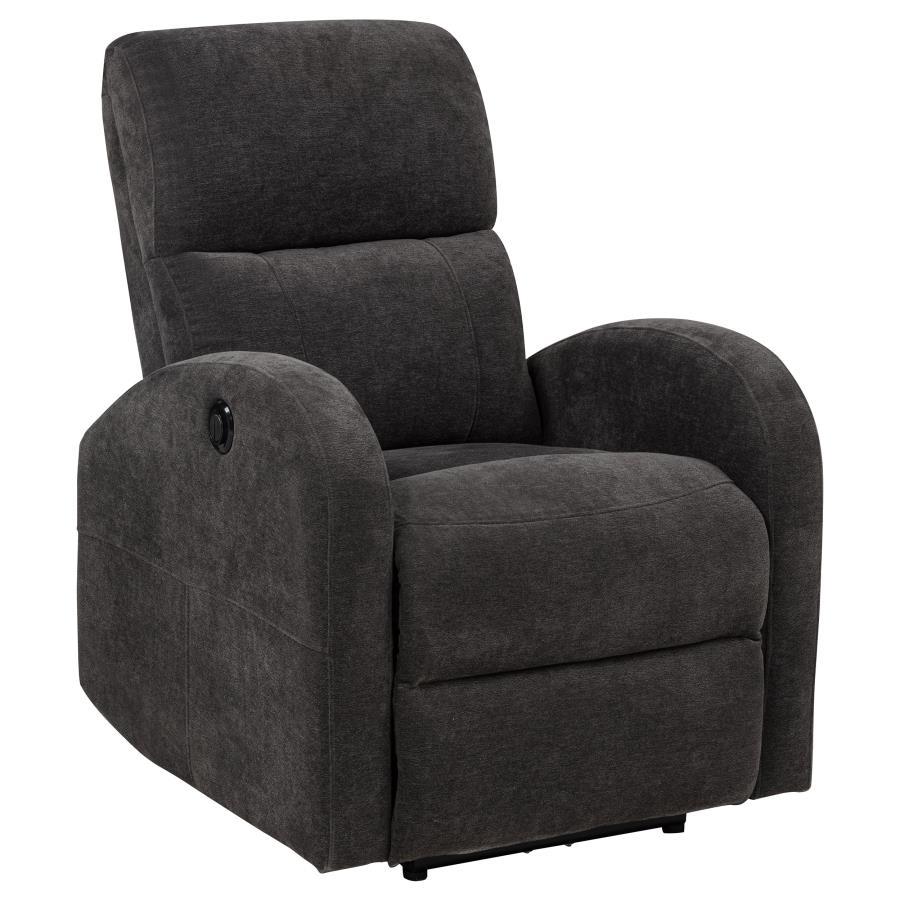 Grant - Fabric Upholstered Power Recliner Chair - Charcoal Gray Reclining Chair modern furniture Contempo Furniture
